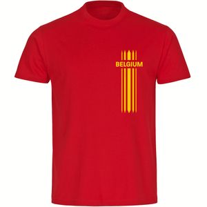 multifanshop Kinder T-Shirt - Belgium - Streifen, rot, Größe 164