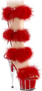 ADORE-728F Damen Sandale von Pleaser, Transparent Rot , EU 35, US 5