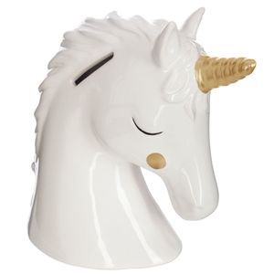 Atmosphera Créateur d'intérieur Spardose Einhorn Keramik weiß gold 15,5cm x 17,8cm