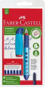 Schreiblernfüller für Linkshänder Feder L inkl. Patronen auf Blisterkarte blau-brombeer Packung mit 5 Stück