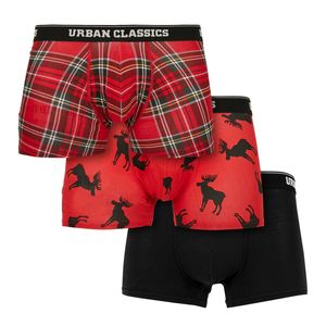 Urban Classics Herren Boxershorts Boxerky 3-Pack TB3839 Red Plaid Aop+Moose Aop+Blk L