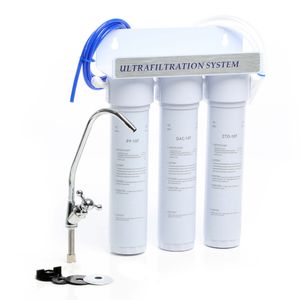 Naturewater NW-3-PPGACCTO 3 Stufen Untertisch Wasserfilter, 5 µ, Sedimentfilter, Aktivkohle Granulat, Aktivkohle Block Filtereinsatz, mit Schnellanschluss, Wasserhahn