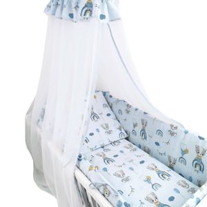 Baby-Delux Wiegenset Bettwäsche Set 6-tlg für Babywiege Bärchen Blau (ohne Wiege)