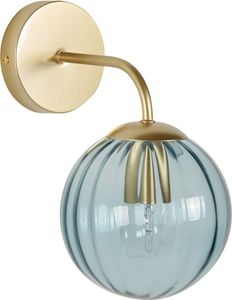 BELIANI Wandleuchte Gold Metall mit Blauem Glasschirm Kugelförmig 1-Flammig Retro Design Klassisch Wandbeleuchtung Wohnzimmer Schlafzimmer Flur Diele