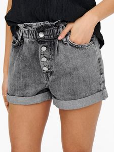 ONLY Damen Denim Jeans Shorts Kurze Bermuda Pants Sommer Hose Paperback mit elastischem Bund ONLCUBA, Farben:Grau, Größe:M