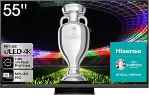 Hisense TV 55" U8KQ, 4K Ultra HD 3840x2160, ULED Pro, FALD, Quantum Dot, 144Hz, IPS, HDR 10+, HLG, Dolby Vision IQ, Dolby Atmos, Smart TV, WiFi 5GHz, WiFi Direct, BT, Anyview Cast, 4xHDMI, 2xUSB, LAN, CI+, DVB-T2/C/S2