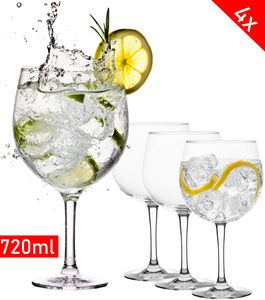 4er Set Gin Tonic Gläser Cocktail Glas Bar Special (4er-Set), bauchige Longdrinkgläser für Gin Tonic, Gin&Tonic Getränke Cocktailgläser spülmaschinenfest XXL 720ml