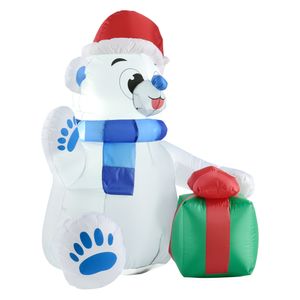 [en.casa] Aufblasbare Weihnachtsfigur Polarbär 120 x 100 x 70 cm aufblasbare Dekoration Eisbär für Innen- und Außenbereich mit LED-Beleuchtung