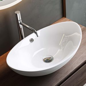 Mai & Mai Waschbecken Aufsatzwaschbecken Oval aus Keramik 59x38cm Weiß Waschschale Waschtisch mit Nano-Beschichtung Br818