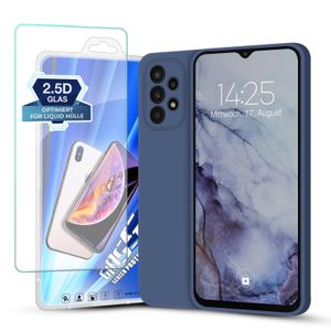 Hülle für Samsung Galaxy A23 5G mit 9H Displayglas Displayschutz Plus Case Cover Bumper Silikon Softgrip Schutzhülle Farbe: Lavendelblau