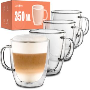 4 Latte Macchiato Gläser doppelwandig mit Henkel 350ml