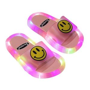 Kinderhausschuhe mit LED, Slip-Ons mit Smiley-Gesicht Sommer Hausschuhe - HAPPYS Rosa 28/29