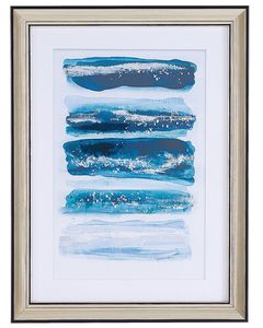 BELIANI Wanddekoration Blau Aquarelloptik rechteckig maritimes Bild mit Rahmen 30 x 40 cm Kinderzimmer Schlafzimmer Wohnzimmer Wandbild Dekoration