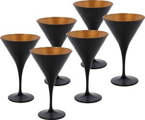 1.04 Koktejlová sklenice na martini v černé barvě - sada 6 kusů / 230 ml - nálevkovitý tvar