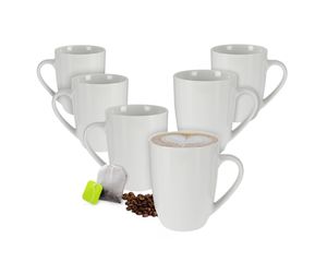 Kaffeetasse 350 ml aus Porzellan - 6er Set / weiß - Kaffeebecher Tasse Becher