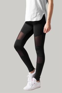 Urban Classics Dámske legíny Tech Mesh TB1174 Schwarz Black L
