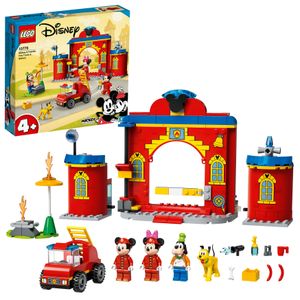 LEGO 10776 Mickey and Friends Mickys Feuerwehrstation und Feuerwehrauto, Micky Maus Konstruktionsspielzeug für Kinder ab 4 Jahre