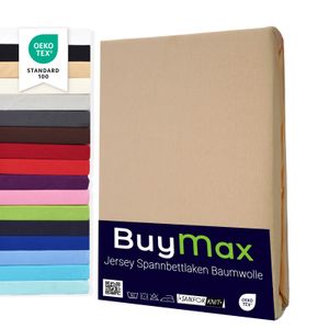 Kinder Jersey Spannbettlaken Spannbetttuch 100% Baumwolle Größe 70x140 cm,  Farbe Sand
