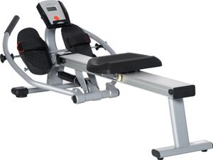 HOMCOM Professionelles Rudergerät für zu Hause mit 12 Widerständen für das Training mit digitalem Monitor und Gleitstruktur, 160 x 61 x 50 cm