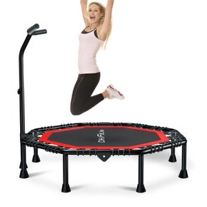 DH FitLife trampolina fitness 45 cali 115 cm – cicha sprężyna gumowa, do użytku wewnętrznego/zewnętrznego, z regulowanym uchwytem, bez montażu