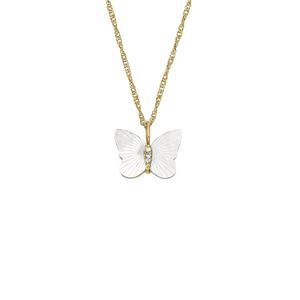 Fossil JF04424710 Halskette mit Anhänger Damen Wings Butterfly Perlmutt Gold-Ton