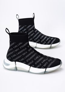 Damen Sneaker Schwarz Karl Lagerfeld QUADRA Repeat Logo Knit Boot 39