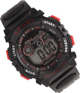 Männer elektronische Uhr WR50m wasserdichte multi funktionale digitale Sportarten mit leuchtendem Lichtalarm zum Schwimmen schwarzrot