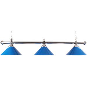 Lampenmast mit drei Schirmen blau