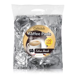 Cafeclub Supercreme Megabeutel Kaffeepads ExtraStark 100 Stück einzeln verpackt
