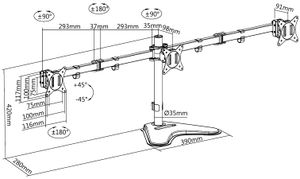 Trojité rameno monitora LogiLink so stojanom Dĺžka ramena: 658 mm