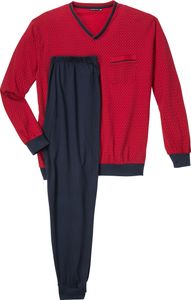 Götzburg V-Neck XXL Pyjama Muster rot-dunkelblau, deutsche Größe:58