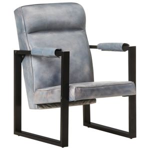 vidaXL Sessel 60x75x90 cm Grau Echtes Ziegenleder - Sessel - Stuhl - Stühle - Lederstuhl