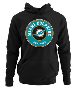 Miami Dolphins - American Football NFL Super Bowl Kapuzenpullover Hoodie, Schwarz, S, Vorne