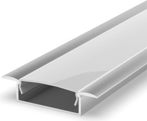 SET: Große Aluminium LED Profil, 100cm für 20mm LED Streifen LT14 Silber