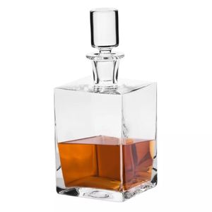 KROSNO Caro Quadratische Whisky Karaffe mit Stopper, 750 ml, Handgemacht