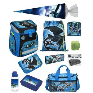 DRAGONS - DRACHE OHNEZAHN Schulranzen 1. Klasse Scooli EasyFit 15-teiliges Set mit Schultüte