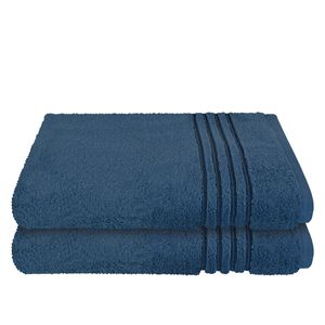 Schiesser Duschtuch-Set Milano aus 100% Baumwolle, 2-teilig, Farbe:Marine, Größe:70 x 140 cm