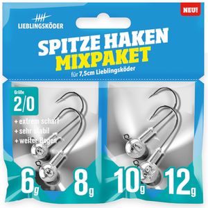 Lieblingsköder Spitze Haken Mixpaket 2/0 - 4 Jigköpfe