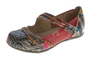 TMA Leder Damen Ballerinas Echtleder Muster variieren Comfort Schuhe TMA 5085 Sandalen bunt Gr. 36 - 42, schuhe Größe:38 EU, Farbe schuhe:Rot