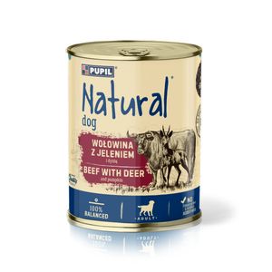 NATURAL Nassfutter für ausgewachsene Hunde, Getreidefrei, reich an Rindfleisch mit Hirsch und Kürbis 6 x  800g