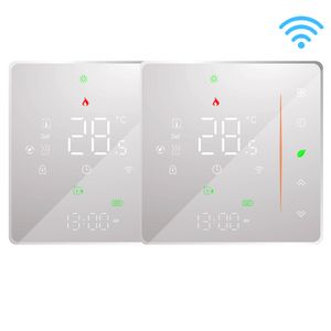 2X WiFi Intelligent Raumthermostat Thermostat, WiFi elektrische Fussbodenheizung APP Control Voice Heizung Kompatibel mit Alexa/Google für zu Hause 16A - weiß