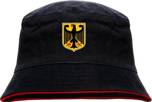 Deutschland Wappen Fischerhut - bedruckt - Bucket Hat Anglerhut Hut L/XL SchwarzRot Deutschland Wappen Fischerhut - bedruckt - Bucket Hat Anglerhut Hut L/XL SchwarzRot
