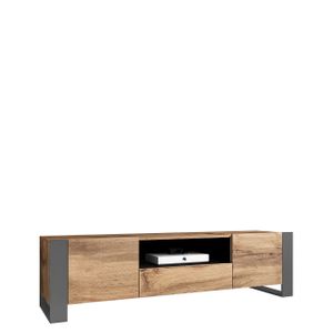 MIRJAN24 TV-Lowboard Wood, RTV-Schrank vom Hersteller, TV-Möbel, Wohnzimmer Stilvoll Füße (Farbe: Wotan / Anthrazit)