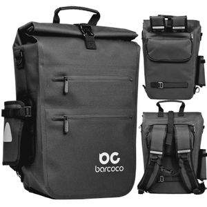 Barcoco Tašky na bicykel 100 % vodotesná brašňa, batoh a taška cez rameno s 15,6-palcovým vreckom na notebook - čierna