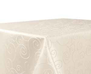 BEAUTEX Ornamente Tischdecke Creme; 160x160 cm Rund - Lotuseffekt - pflegeleichte Tischwäsche;  Fleckenabweisen & Bügelfrei