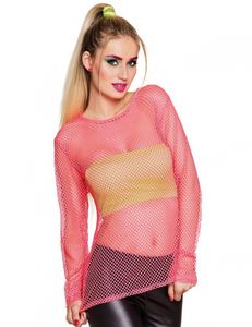 Fischnetz Shirt Damen neon pink Größe M / L