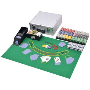vidaXL Kombinovaná sada pro poker a blackjack s 600 laserovými žetony Hliník