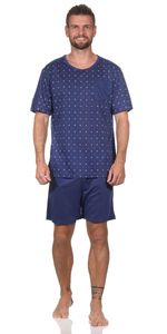 Herren Pyjama Short und T-Shirt Schlafanzug,  Navy/L