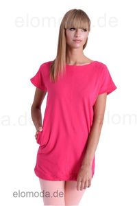 Damen Tunika  in 6 Farben Longshirt Kurz-Arm; Pink/S/M 36/38