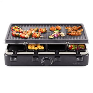 Studio Linea Studio Linea SLGRILL30BK Gourmet-Set - 8 Personen - 1400 W - Gourmet-Pfännchen und Gourmet-Platte mit Antihaftbeschichtung - Raclette